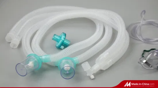 Suministro hospitalario de alta calidad, ventilador de anestesia médica desechable popular, circuitos respiratorios corrugados con trampas de agua, aprobado por la FDA ISO
